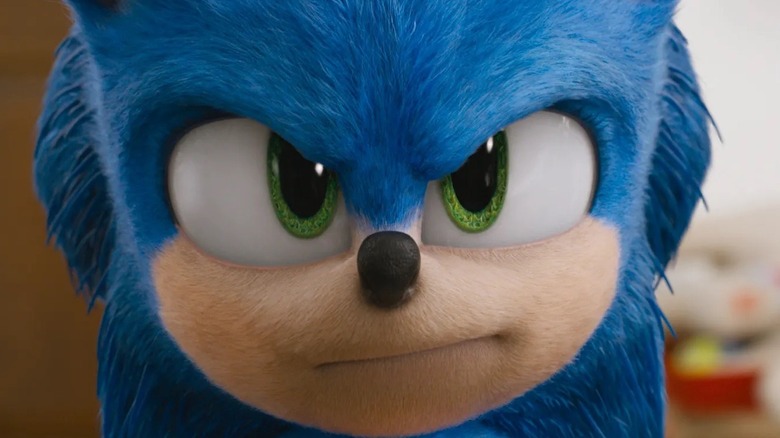 Sonic movie sonic face close