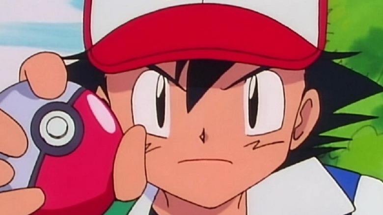 Ash glaring Poké Ball