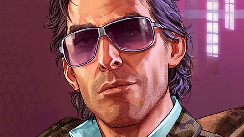 Smirking man in sunglasses from GTA online