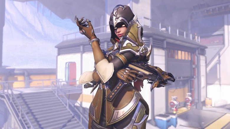 Overwatch character with Demon Hunter skin