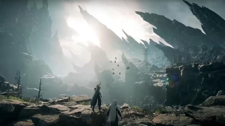 Cloud and Sephiroth walking 