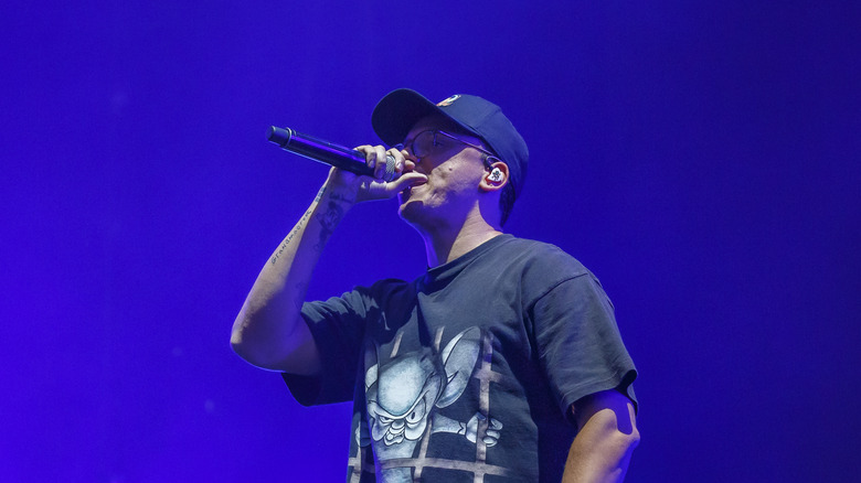 Logic performing at the Osheaga Music and Art Festival 