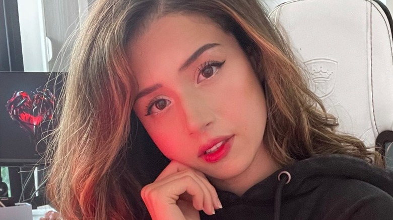 Pokimane selfie red lighting