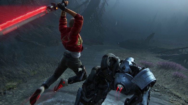 Jordan attacking a robot in "Intergalactic: The Heretic Prophet"