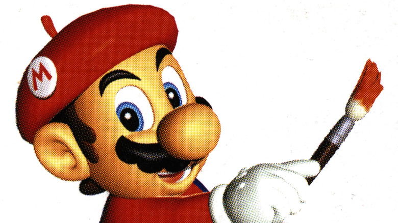 Mario smiling with beret and paintbrush