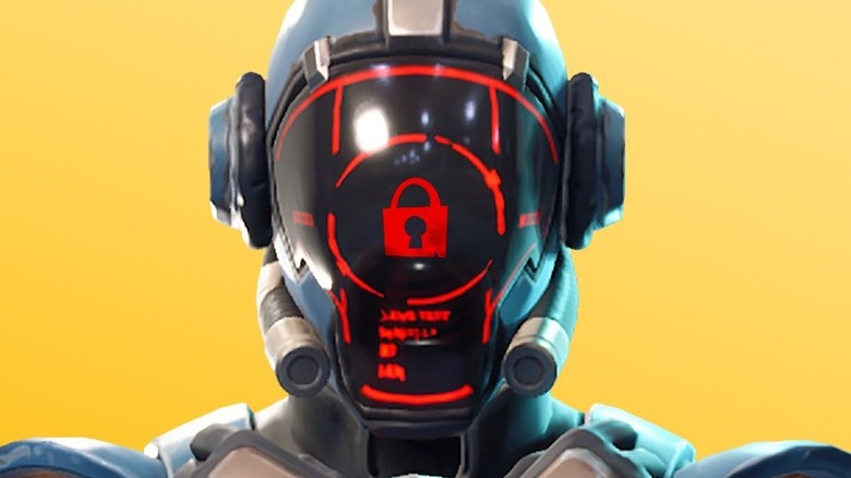 Fortnite character in lock helmet