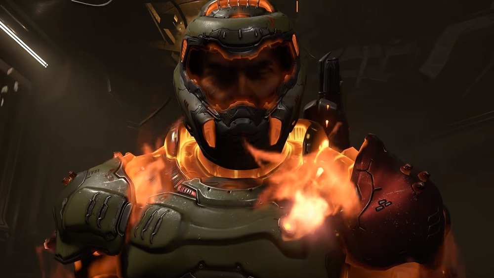 Doomguy in flames