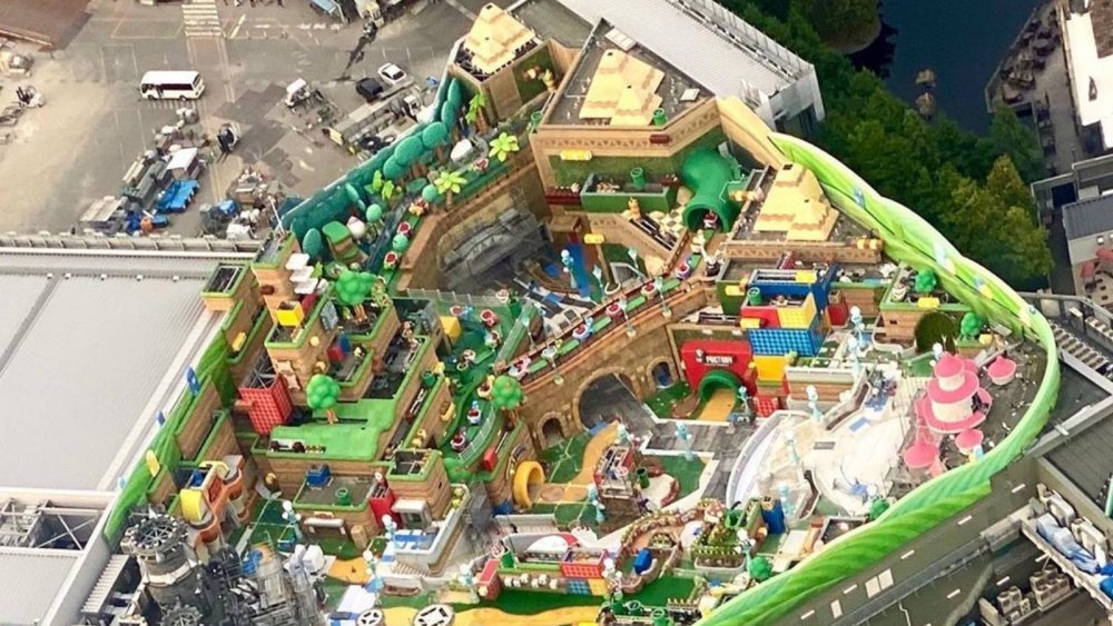 An aerial view of the Super Nintendo theme park in Japan