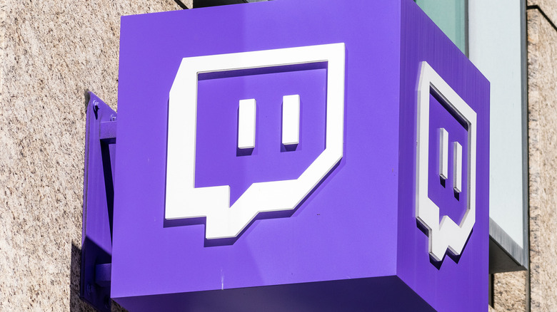 Twitch logo on building