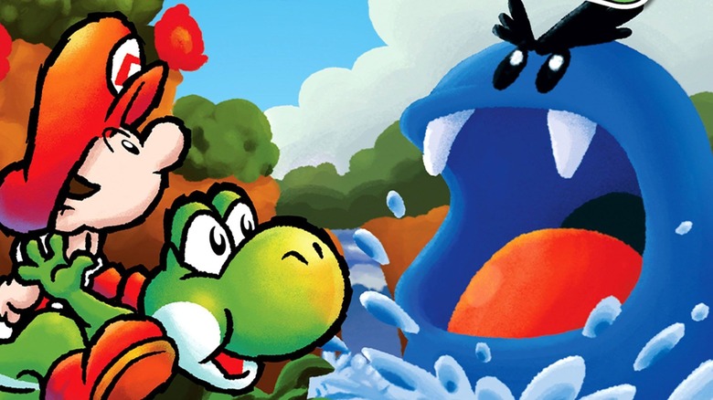 Baby Mario riding on Yoshi