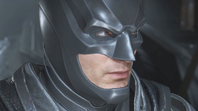 Closeup of Batman frowning