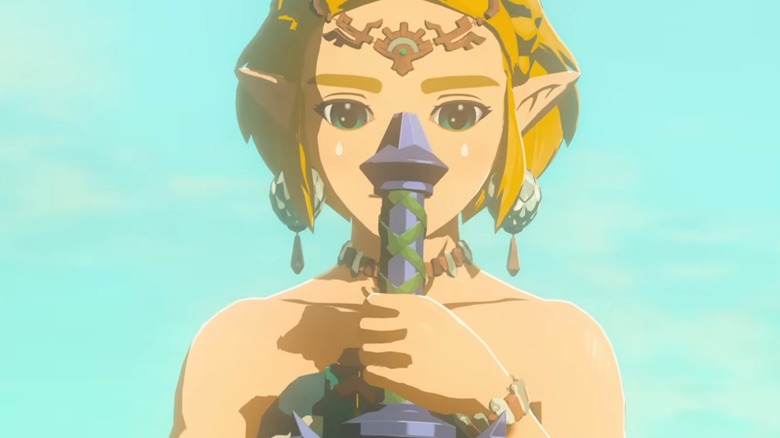 Zelda holding Master Sword
