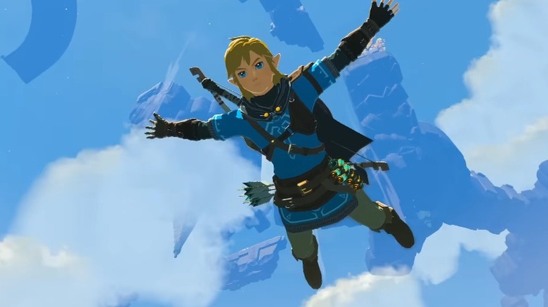 Link diving through sky