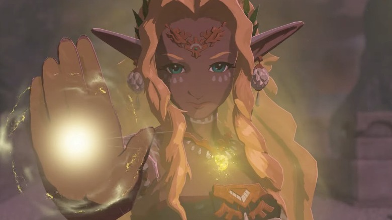 Sonia holding out hand charged with energy