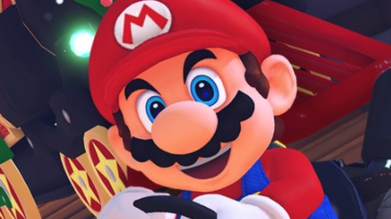 Mario driving kart in Mario Kart 8 Deluxe