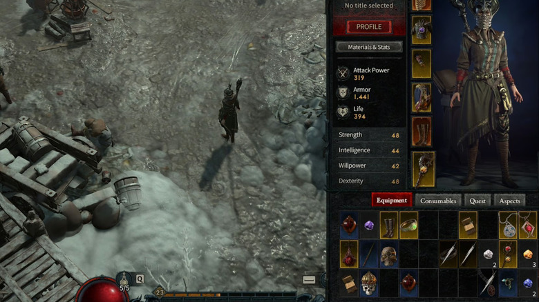 Character with inventory screen open