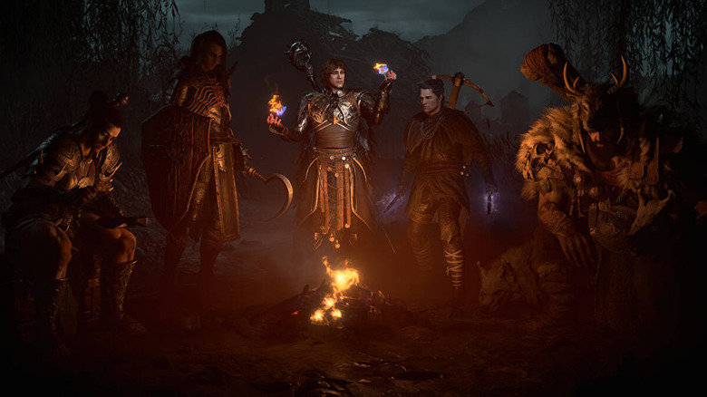Character classes around a campfire