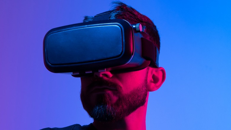 Man wearing VR goggles