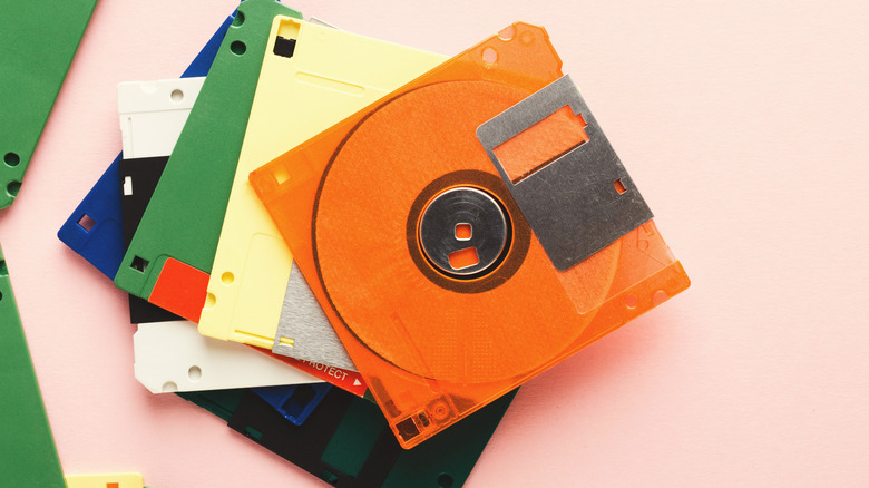 Floppy disks stacked