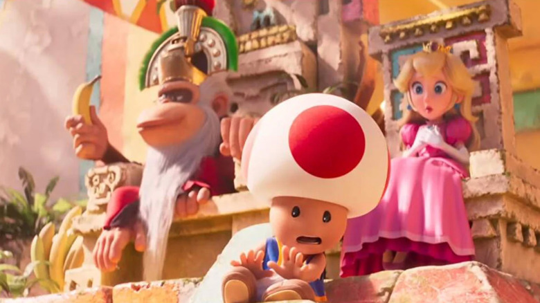 Cranky, Peach, and Toad