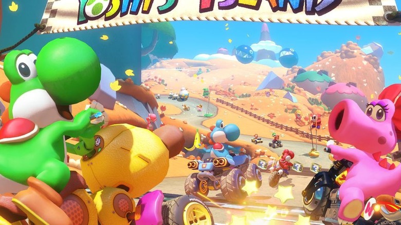 Birdo racing with Yoshi