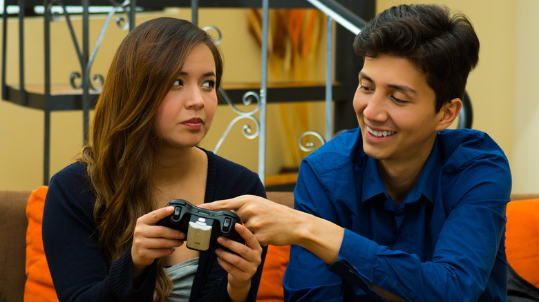 Girl playing game