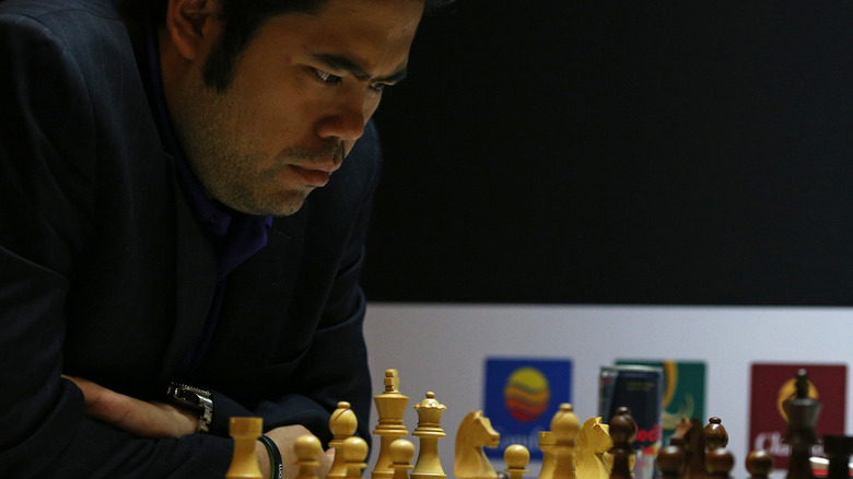 Nakamura concentrating over chess