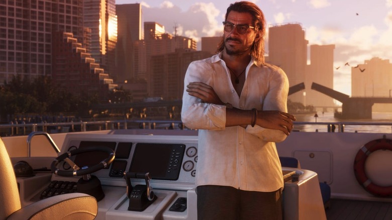 Raul standing on a boat in "Grand Theft Auto 6"