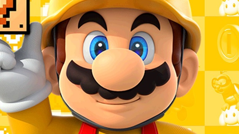 Mario wearing construction hat