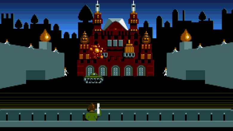 A soldier attacks the Russian State Historical Museum with a bazooka in "Raid Over Moscow" (1984)