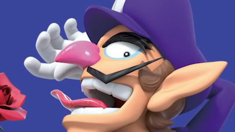 Waluigi sticking tongue out