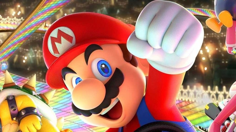 Mario in cover art for "Mario Kart 8 Deluxe" 