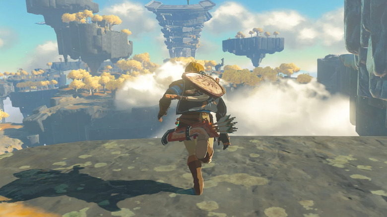 Link runs to cliff