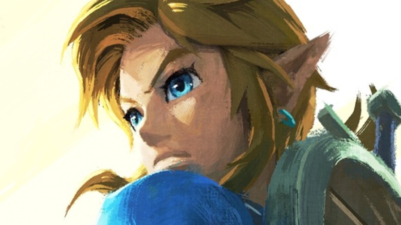 Link artwork holding bow