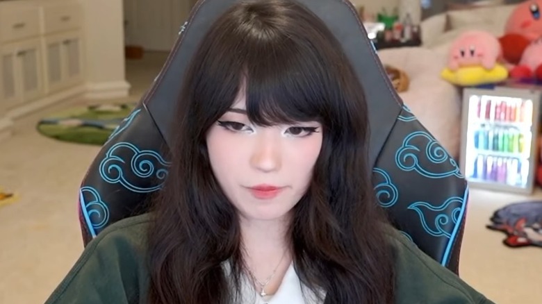 Emiru sitting in computer chair