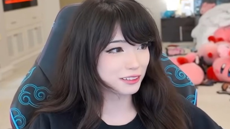 Emiru sitting in computer chair