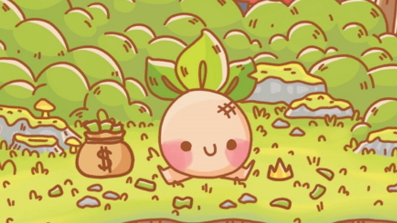 Turnip Boy with bag of money