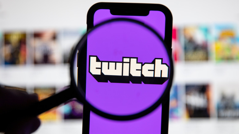 Magnifying glass over Twitch logo