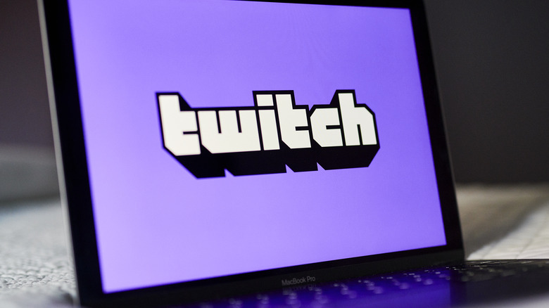 Twitch logo on laptop