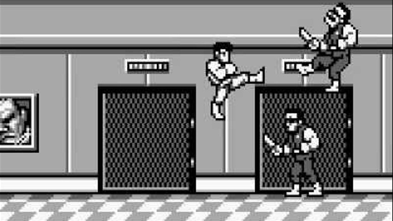 Fighter kicking enemy