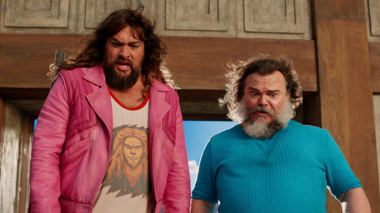 Garrett and Steve looking down in A Minecraft Movie