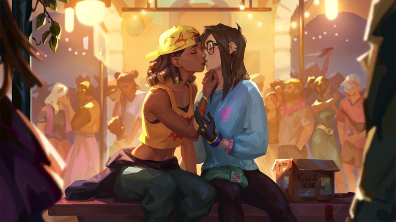 Killjoy and Raze from Valorant kissing