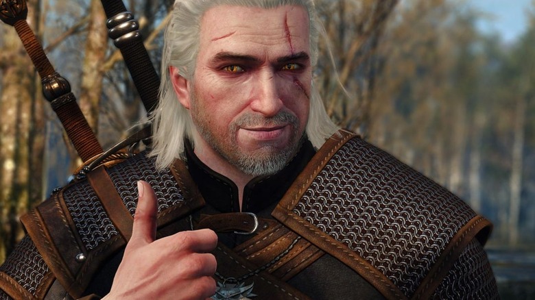 Geralt thumbs up and smile