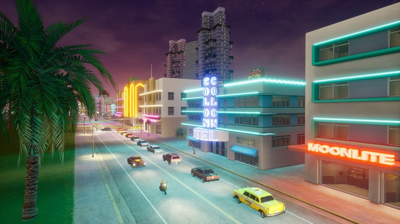 Vice City street at night
