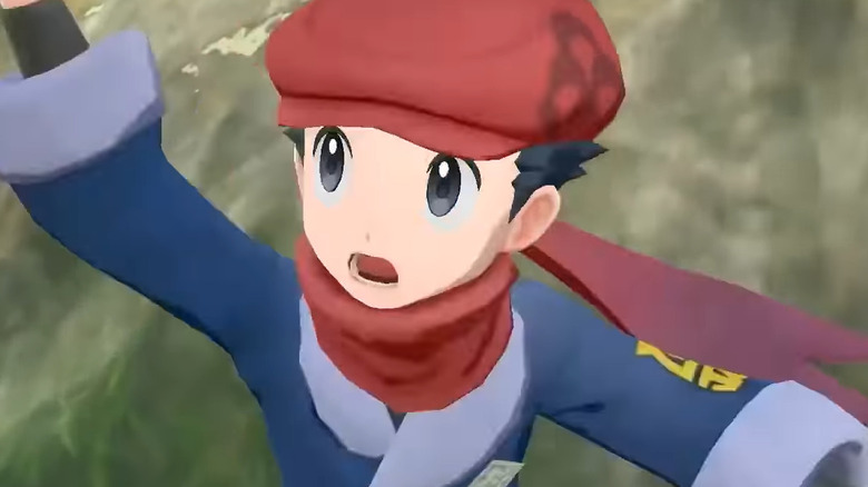 Pokemon Legends male protagonist surprised