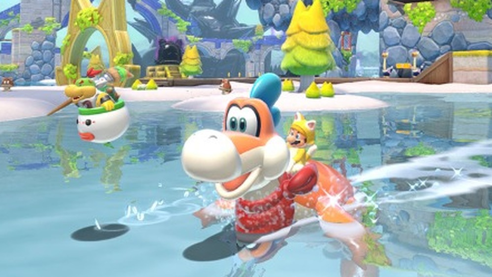 Cat Mario rides Plessie