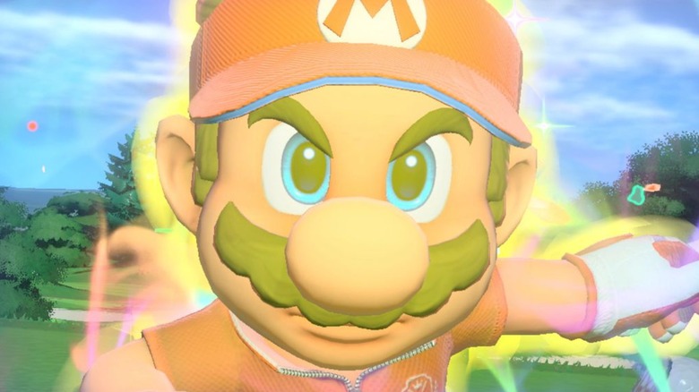 Mario glowing on the green
