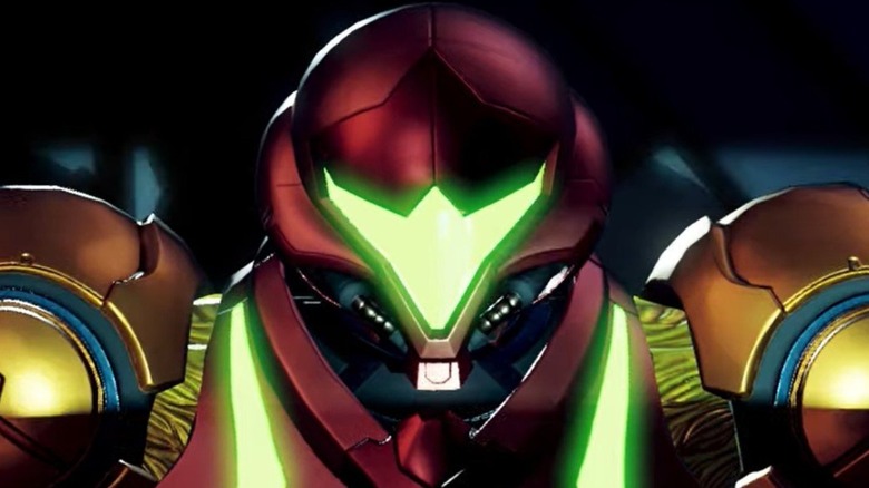 Metroid Dread Samus staredown