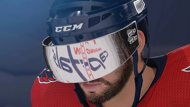 NHL 23 hockey player with visor on