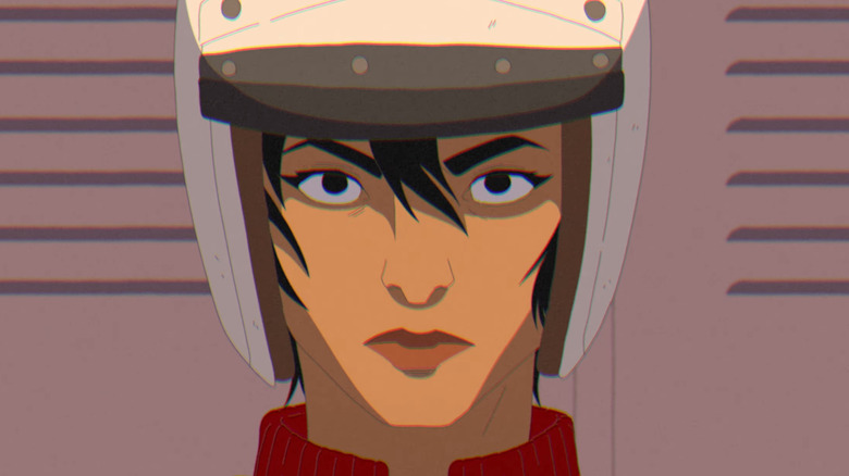 Rollerdrome's main character closeup